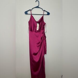 Plum silk zara dress. High low style with tags.